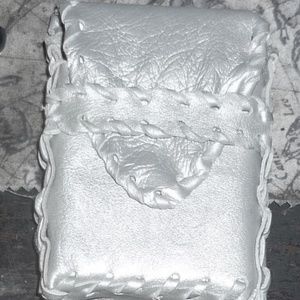 silver leather Cigaret-Pouch / Camera Pouch